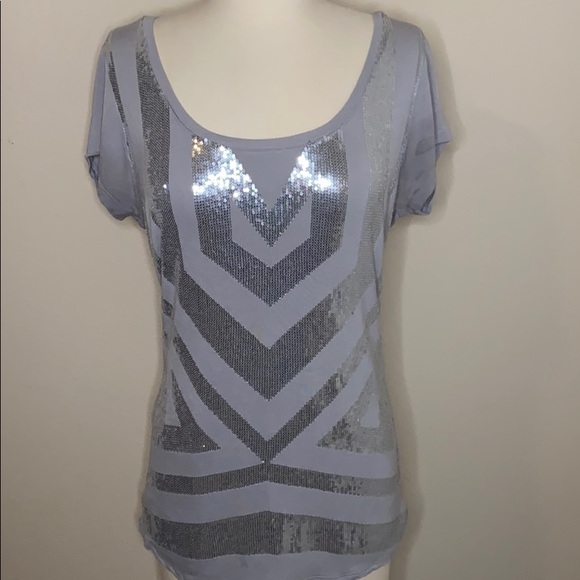 INC Women’s Silver Sparkle Chevron Top Size Large - Picture 1 of 4